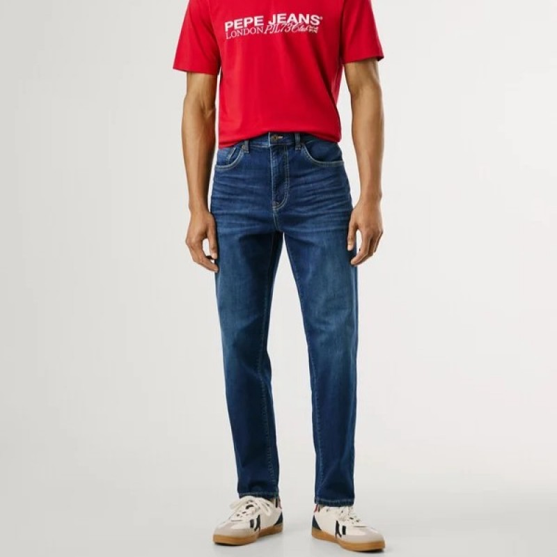 Παντελόνι τζίν tapered Cage Blue Pepe jeans