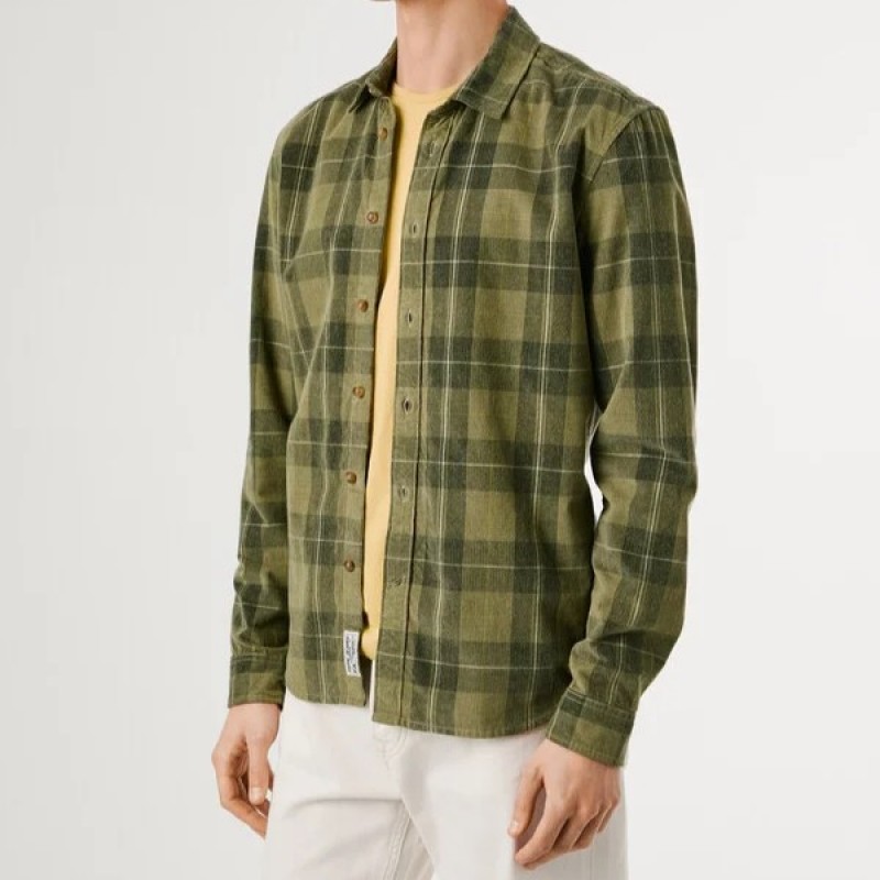 Πουκάμισο regular fit Caster Olive Pepe jeans