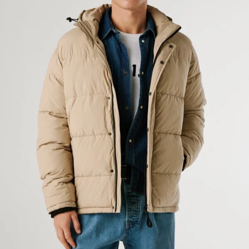 Μπουφάν hooded padded puffer Jobias Beige Pepe jeans