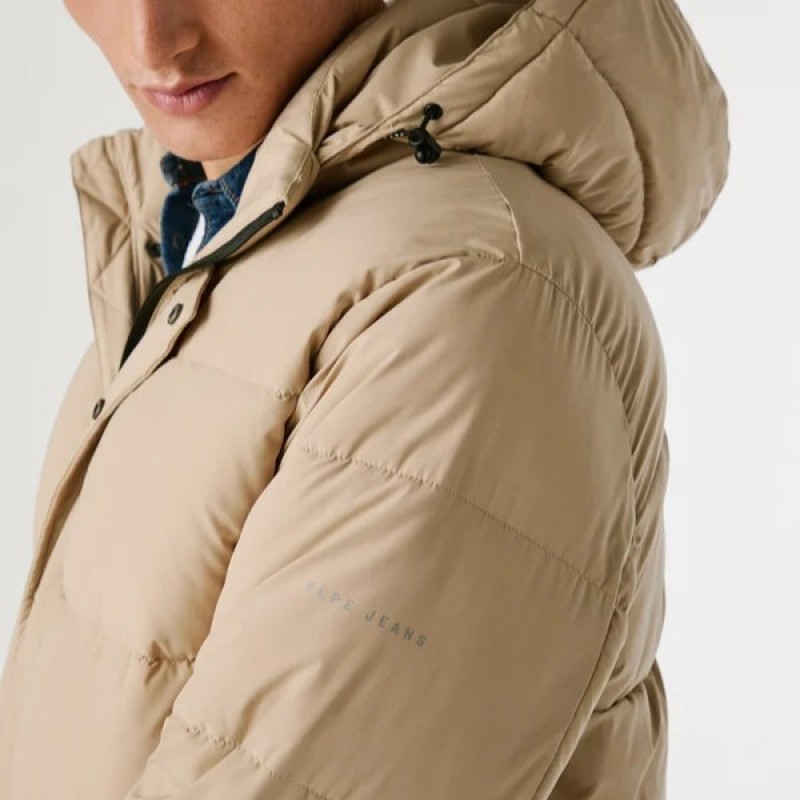 Μπουφάν hooded padded puffer Jobias Beige Pepe jeans