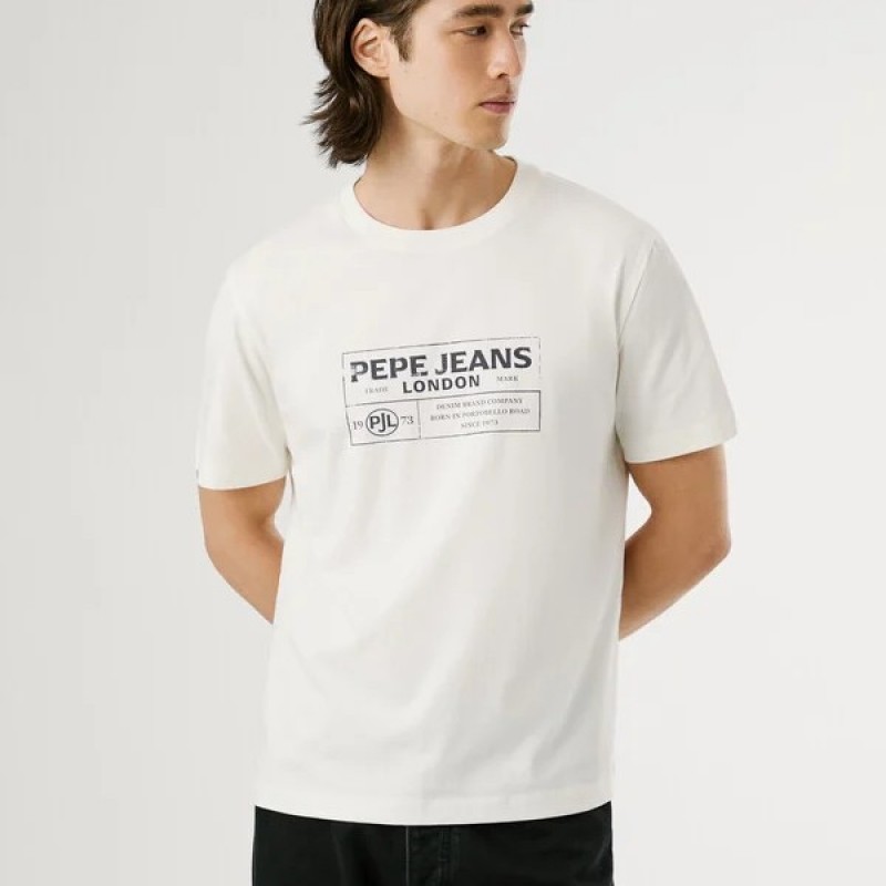 Μπλούζα με κοντό μανίκι Tharky White Pepe jeans