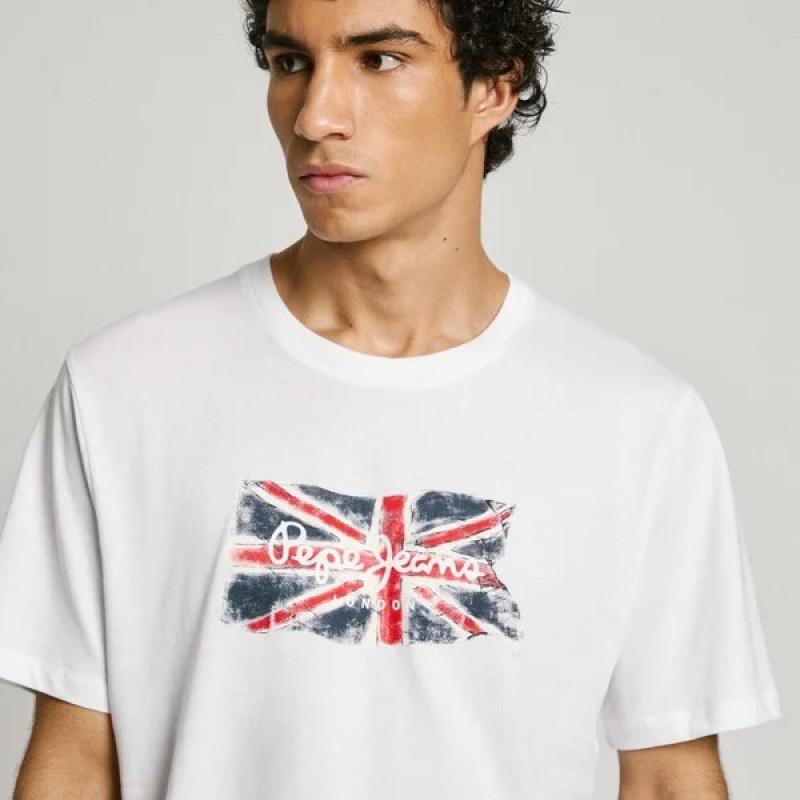 Μπλούζα με κοντό μανίκι Clag White Pepe jeans