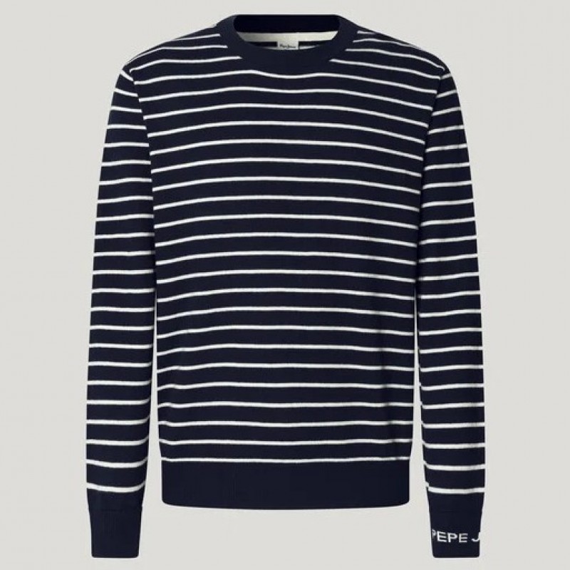 Πουλόβερ πλεκτό ριγέ Andre Blue Pepe jeans