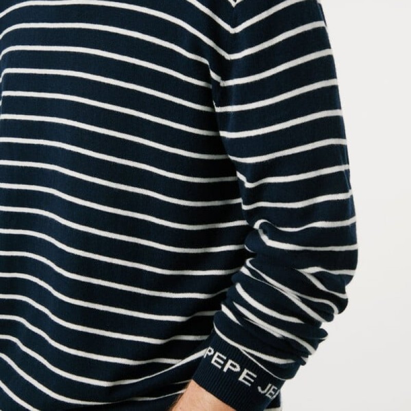 Πουλόβερ πλεκτό ριγέ Andre Blue Pepe jeans