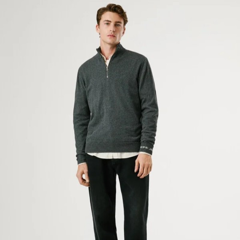 Πουλόβερ με φερμουάρ Andre Grey Pepe jeans