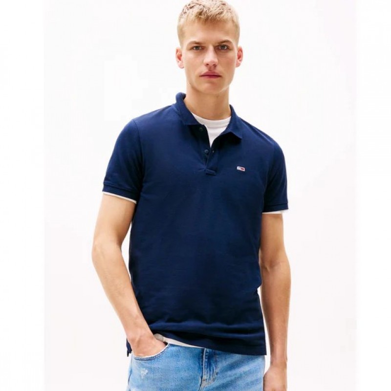 Πόλο με κοντό μανίκι TJM slim placket Blue Tommy jeans