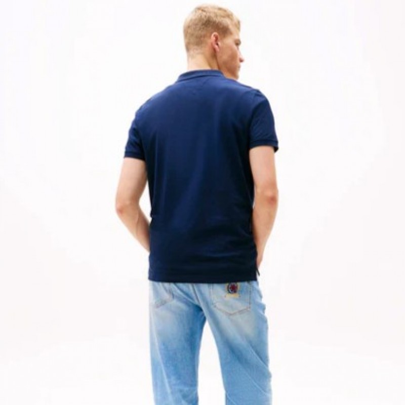 Πόλο με κοντό μανίκι TJM slim placket Blue Tommy jeans