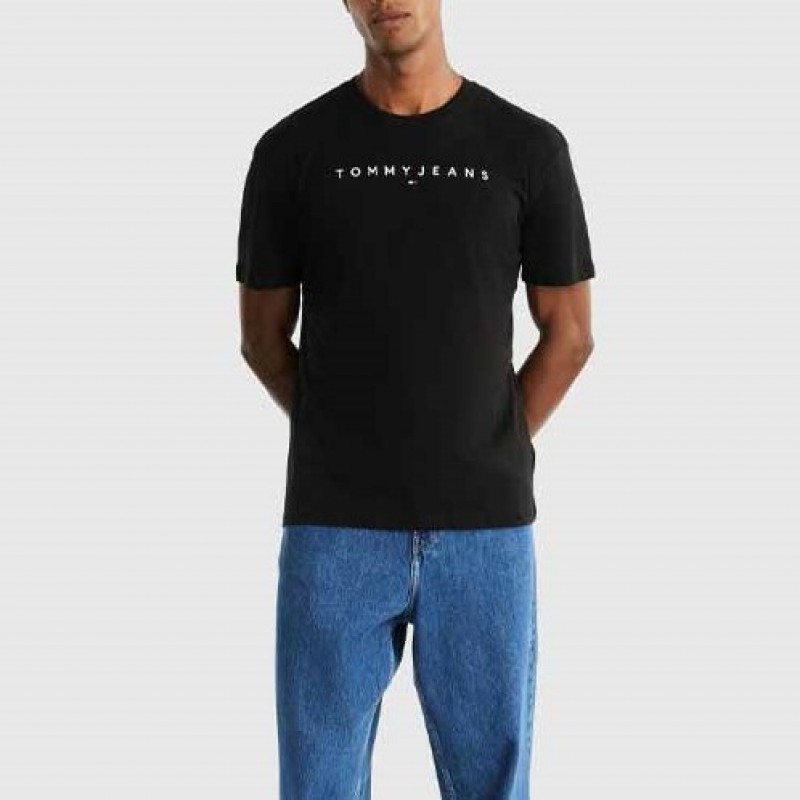 Μπλούζα με κοντό μανίκι TJM Reg Linear Logo Tee EXT Black Tommy Jeans