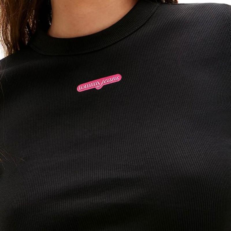 Blouse sleeveless script label black Tommy jeans