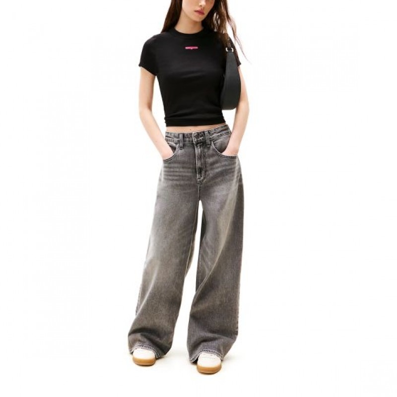 Blouse sleeveless script label black Tommy jeans