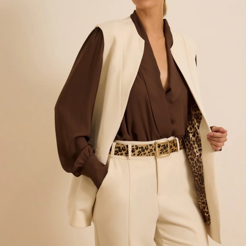 Γιλέκο αμάνικο Alessia Ecru Enzzo