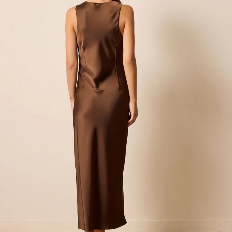 Φόρεμα μάξι σατέν Avielle Brown Enzzo