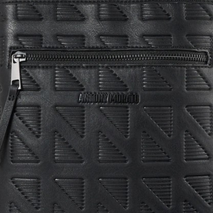 Τσαντάκι ανδρικό faux leather messenger Black Antony Morato