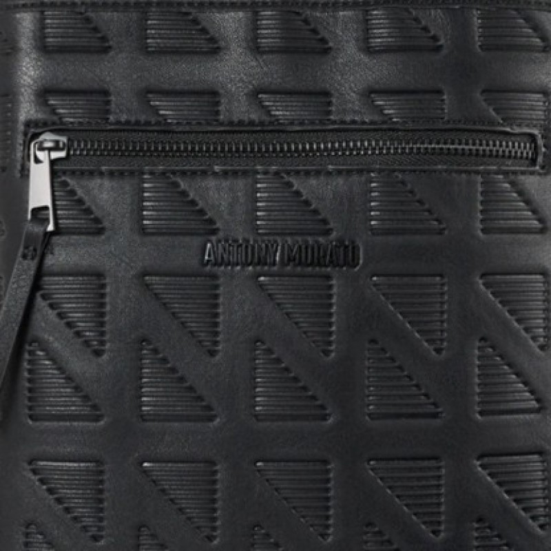 Τσαντάκι ανδρικό faux leather messenger Black Antony Morato
