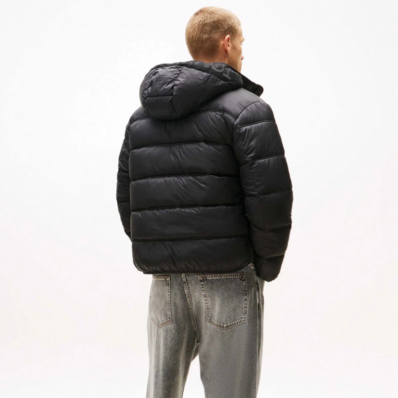 Μπουφάν TJM hooded logo puffer Black Tommy jeans