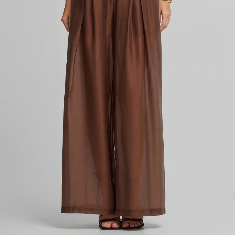 Παντελόνα ψηλόμεση με πιέτες Brown Lynne