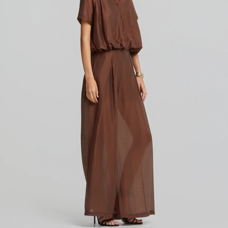 Παντελόνα ψηλόμεση με πιέτες Brown Lynne