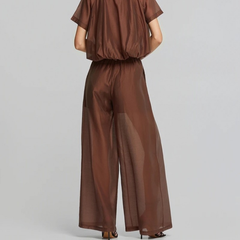 Παντελόνα ψηλόμεση με πιέτες Brown Lynne