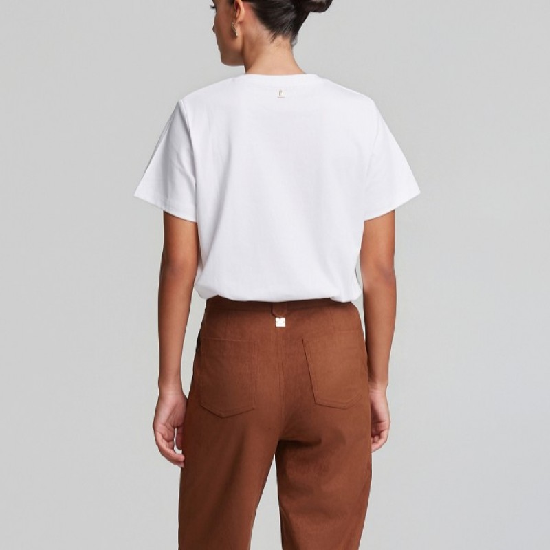 Μπλούζα με logo κέντημα και μεταλλικά charms White Lynne
