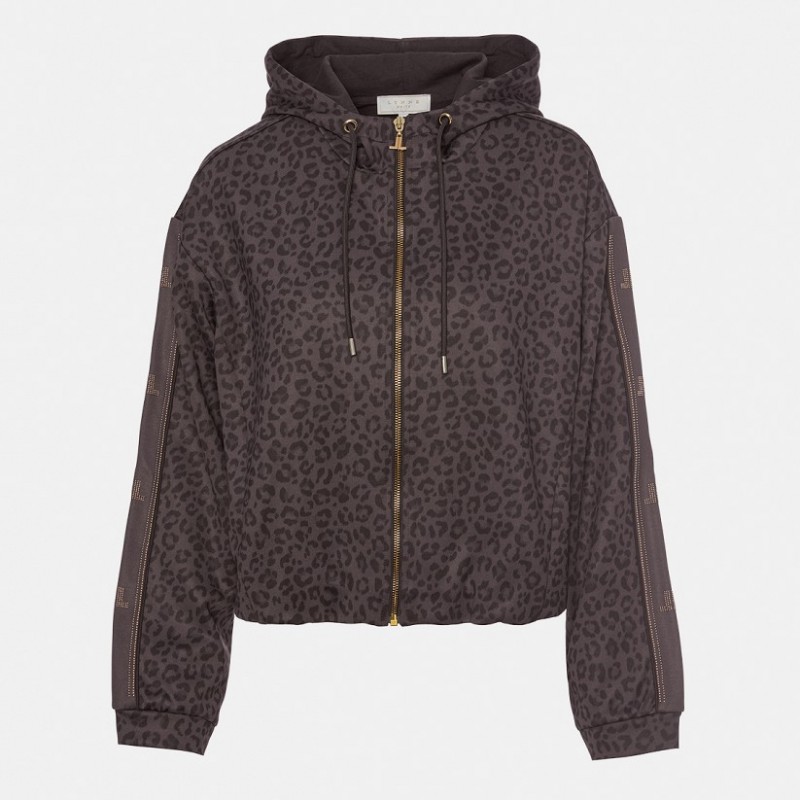 Ζακέτα φούτερ animal print με κουκούλα Grey Lynne
