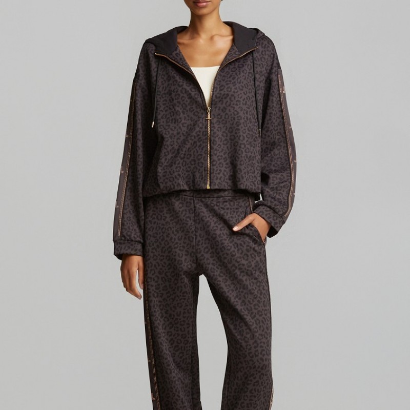 Ζακέτα φούτερ animal print με κουκούλα Grey Lynne