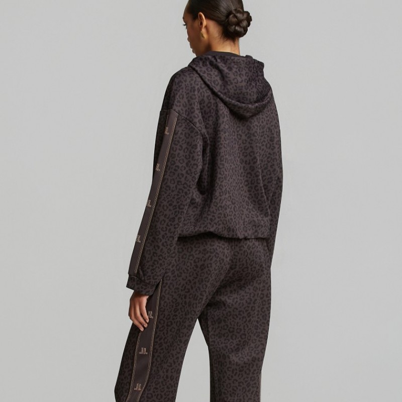 Ζακέτα φούτερ animal print με κουκούλα Grey Lynne