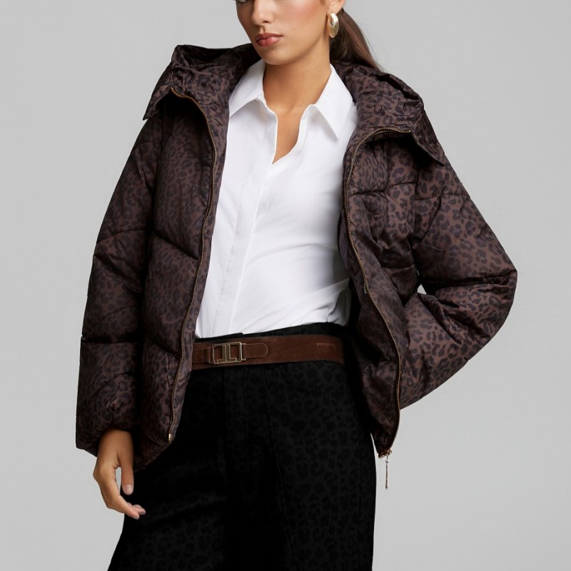 Μπουφάν puffer leopard Brown Lynne