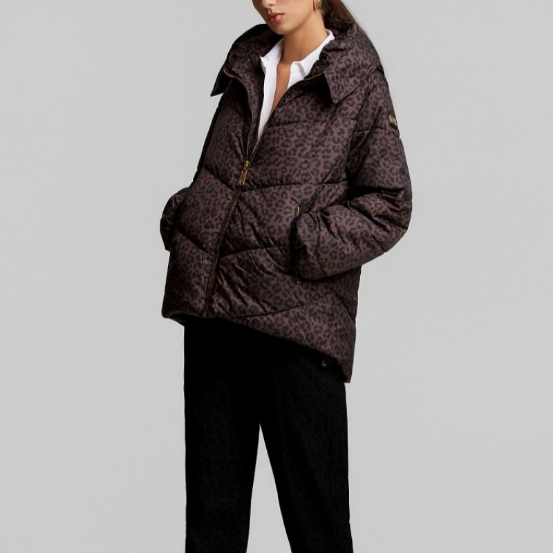 Μπουφάν puffer leopard Brown Lynne