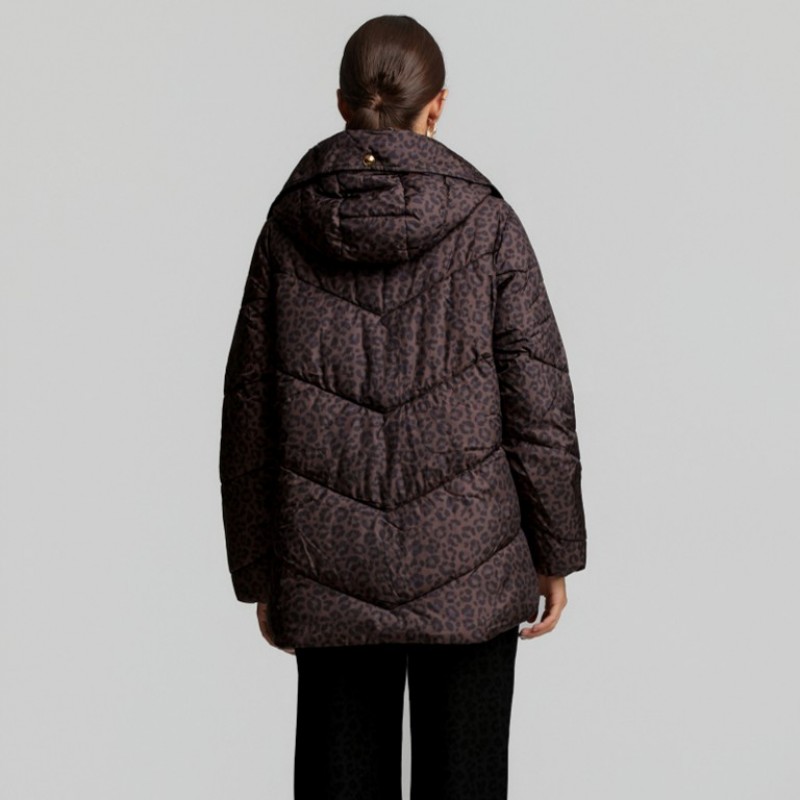 Μπουφάν puffer leopard Brown Lynne