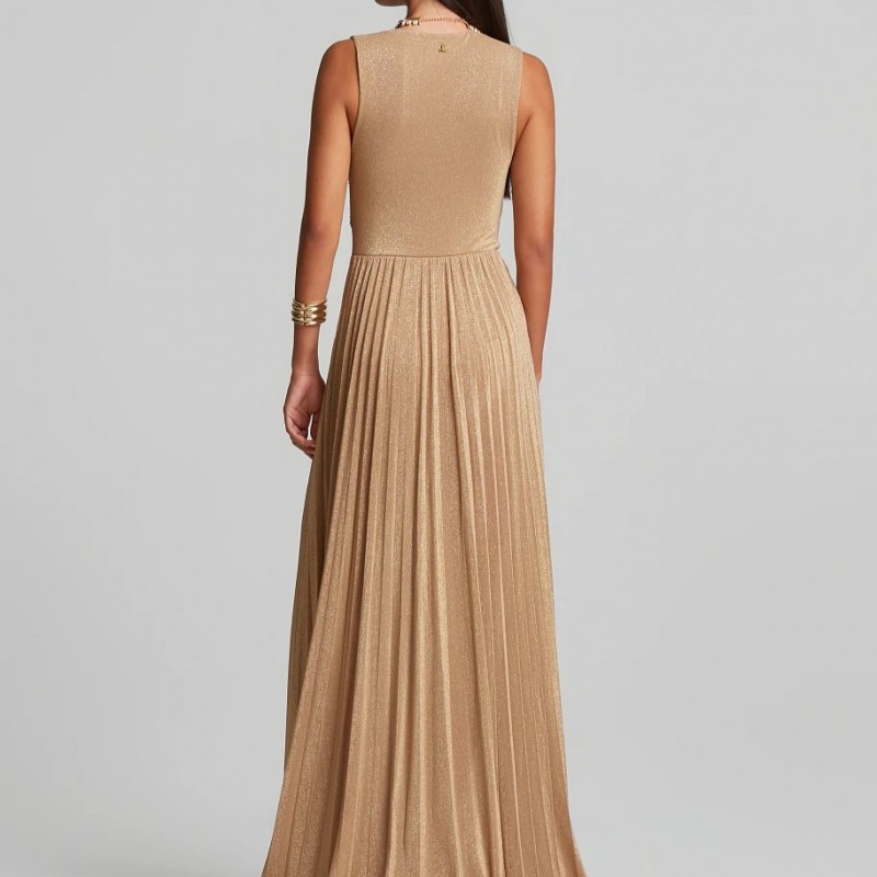 Φόρεμα μάξι λούρεξ διαφάνεια Beige Lynne