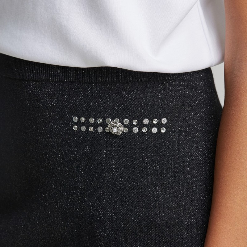 Μίνι lurex πλεκτή φούστα Black Lynne