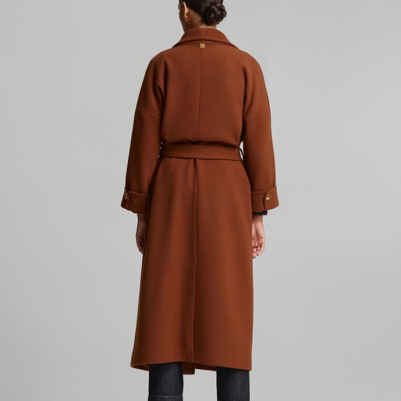 Μακρύ παλτό με πέτα Brown Lynne