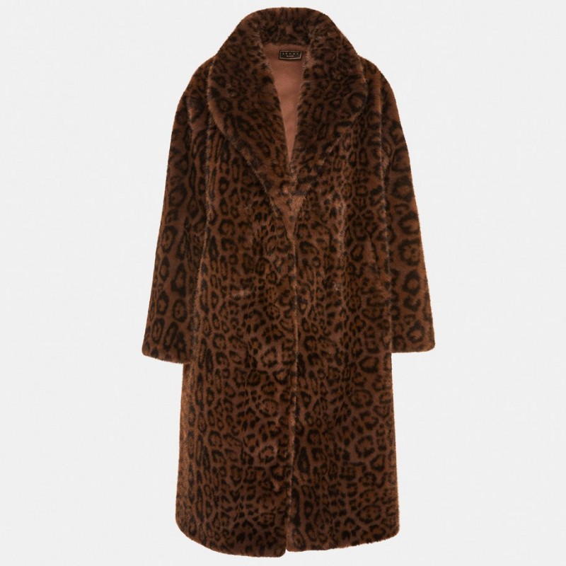 Λέοπαρ παλτό με όψη γούνας Brown Lynne