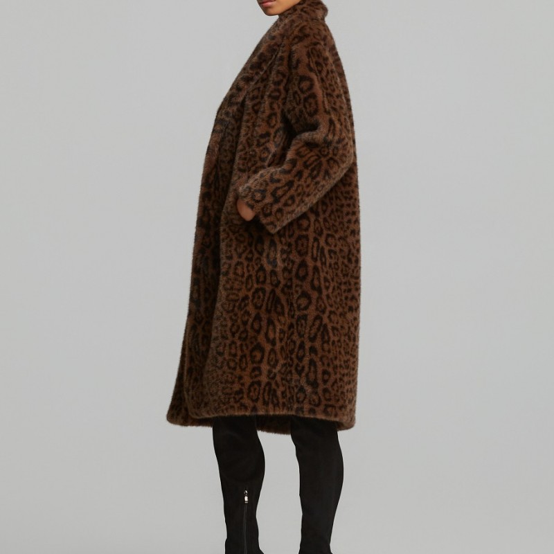 Λέοπαρ παλτό με όψη γούνας Brown Lynne