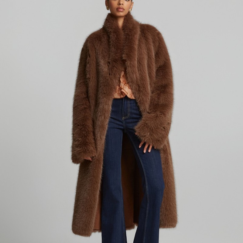 Μακρύ παλτό διπλής όψης Brown Lynne