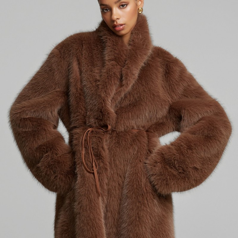 Μακρύ παλτό διπλής όψης Brown Lynne