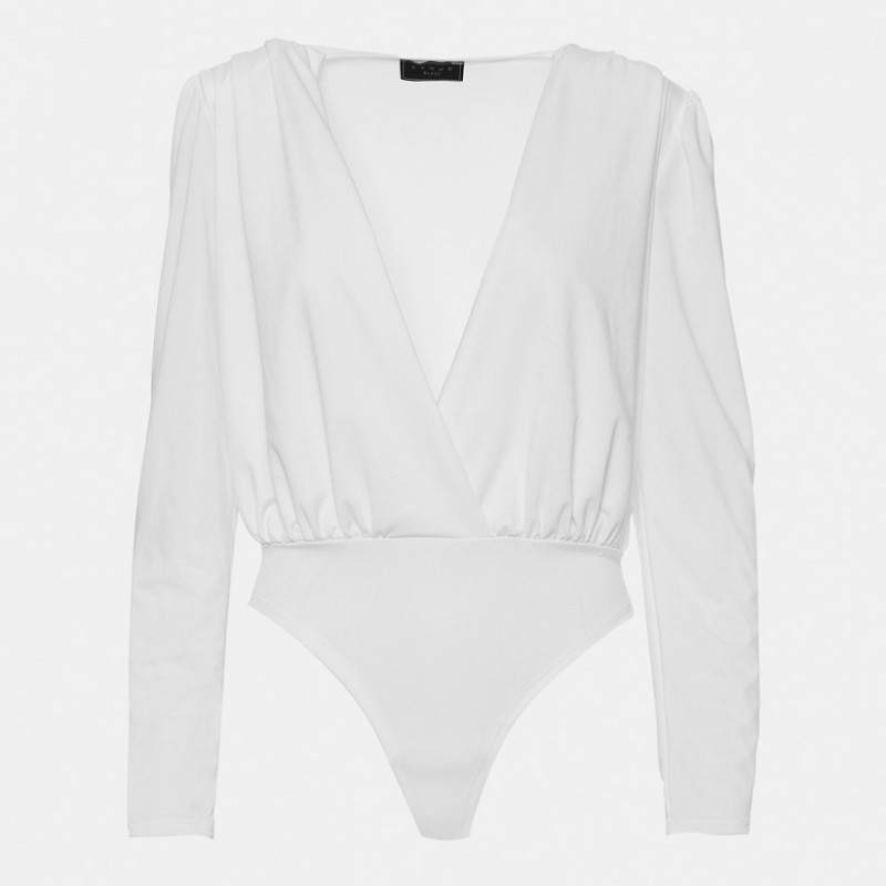 Κρουαζέ κορμάκι με βαθύ ντεκολτέ White Lynne