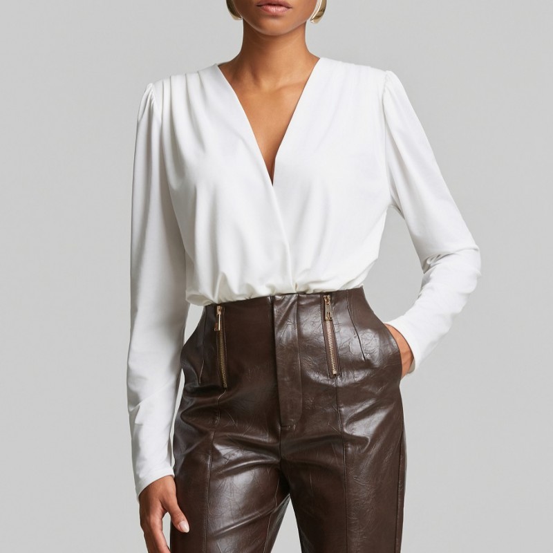 Κρουαζέ κορμάκι με βαθύ ντεκολτέ White Lynne