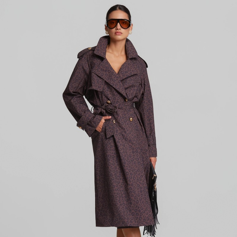Καπαρντίνα λεοπάρ σταυρωτή Brown Lynne