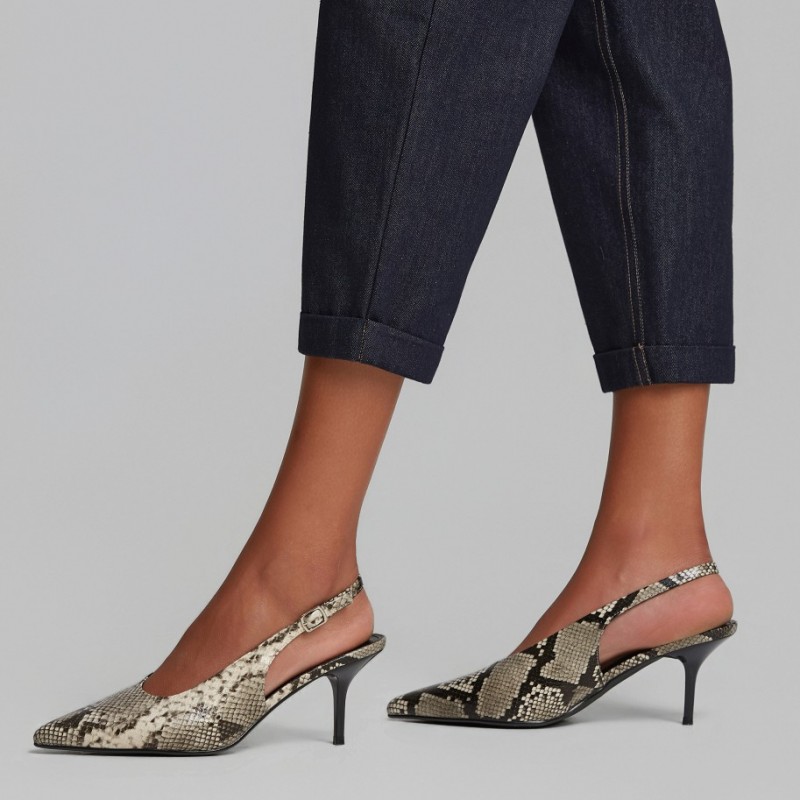 Μυτερές γόβες με όψη snakeskin Ecru Lynne