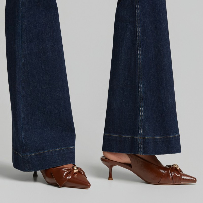 Kitten heels με απλικέ φιόγκο Brown Lynne
