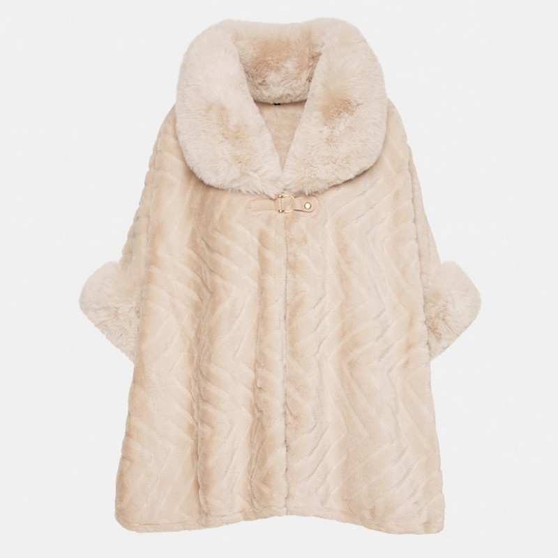 Κάπα από faux γούνα Beige Lynne