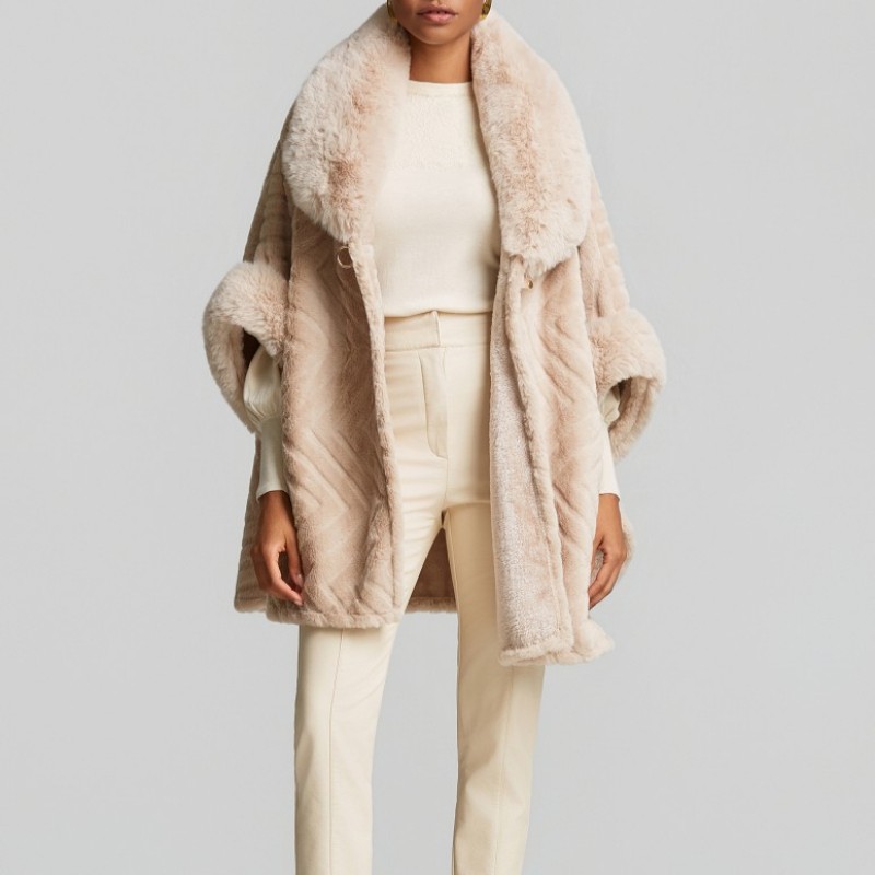 Κάπα από faux γούνα Beige Lynne
