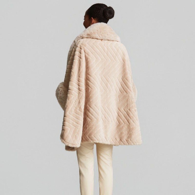 Κάπα από faux γούνα Beige Lynne
