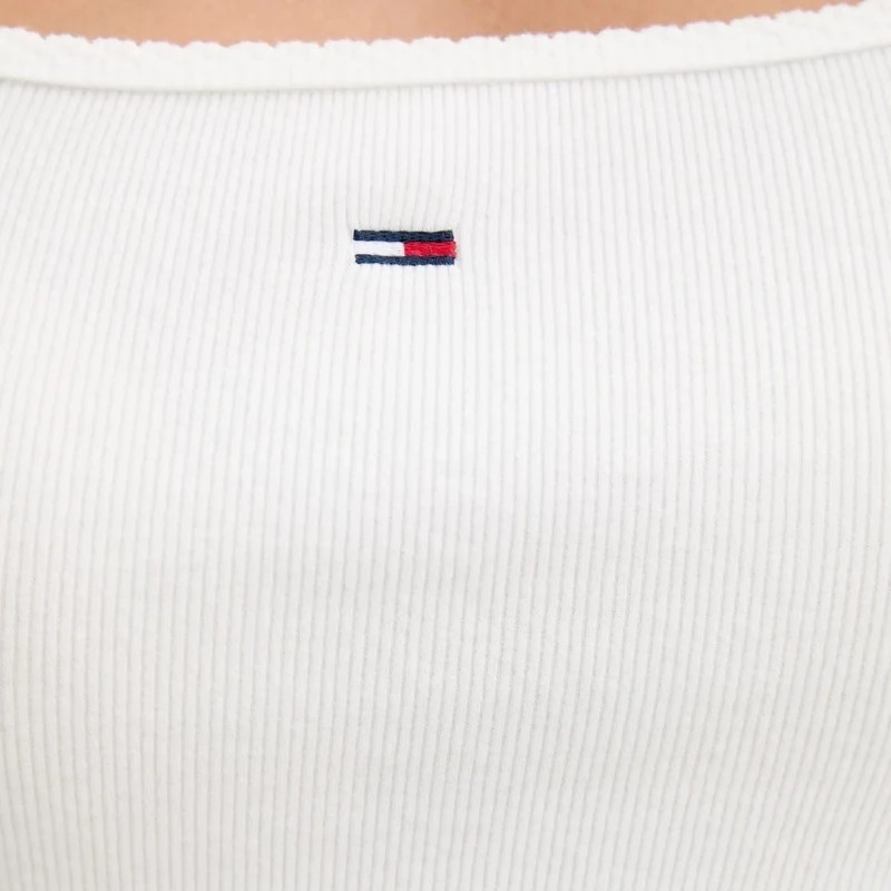 Μπλούζα με κοντό μανίκι slim soft rib ss White Tommy jeans