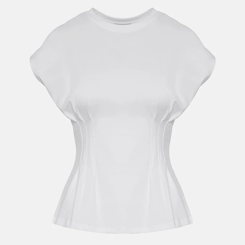 Μπλούζα με κοντό μανίκι με έντονη μέση White Lynne