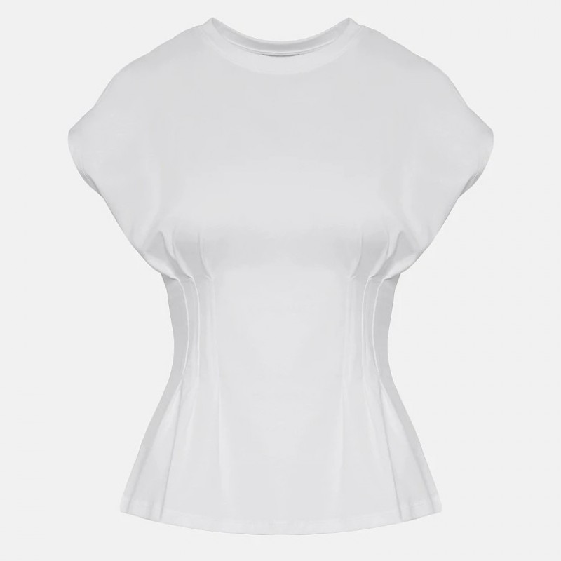 Μπλούζα με κοντό μανίκι με έντονη μέση White Lynne