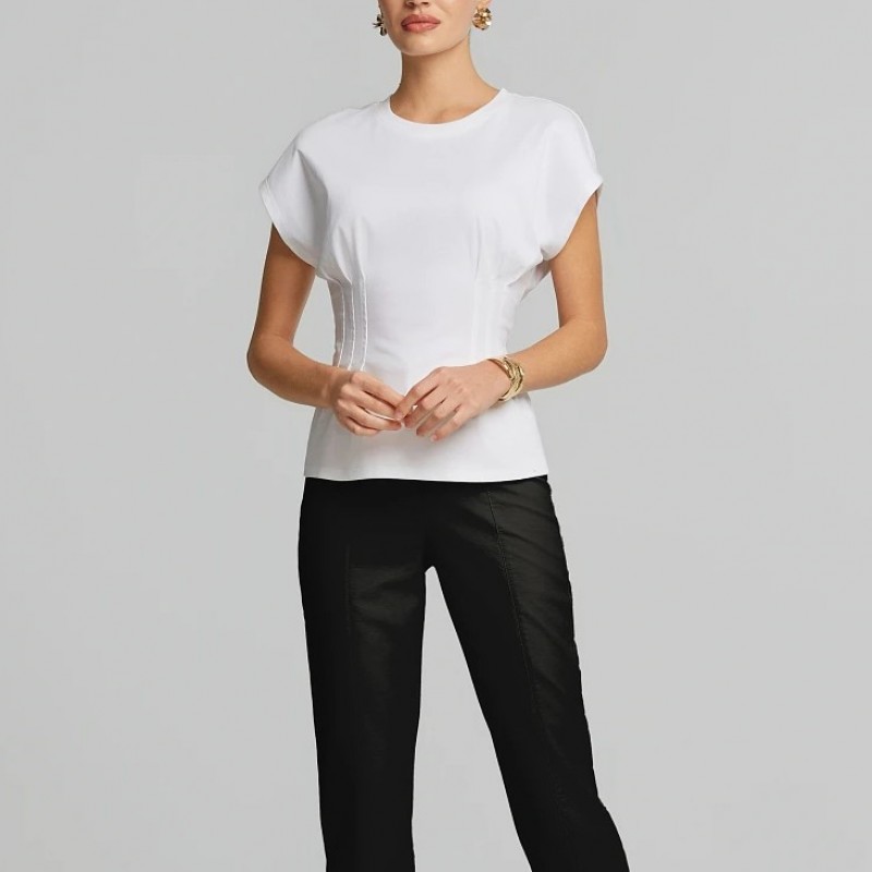 Μπλούζα με κοντό μανίκι με έντονη μέση White Lynne