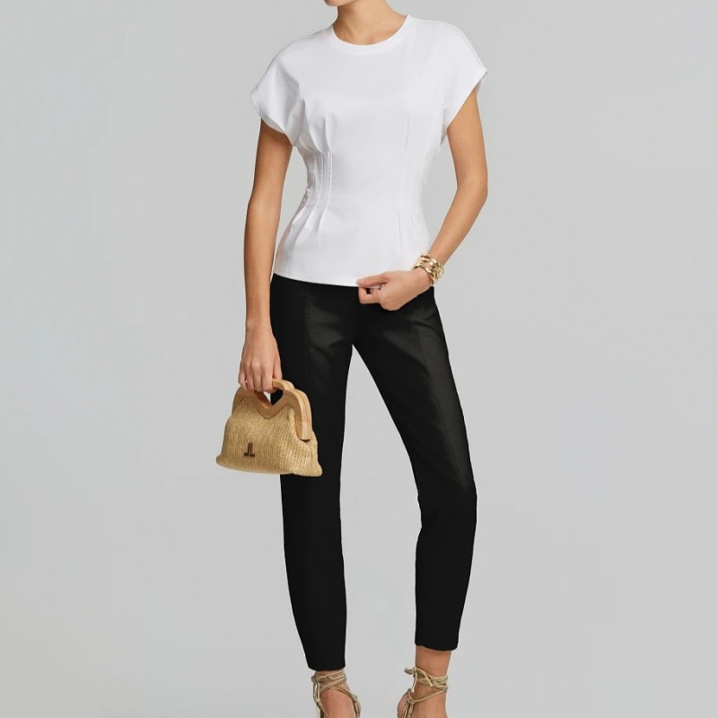 Μπλούζα με κοντό μανίκι με έντονη μέση White Lynne