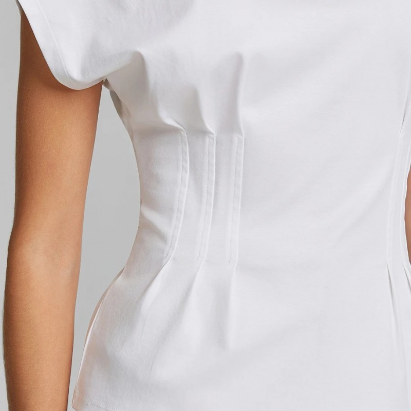 Μπλούζα με κοντό μανίκι με έντονη μέση White Lynne